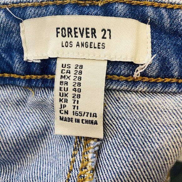 Forever 21 Cut Off Blue Jean Denim Mini Skirt 28 - Picture 3 of 3